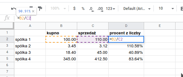 o ile procent liczba a różni się od liczby b